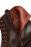 Erkek Kahverengi Bağcıklı Fermuarlı Deri Casual Bot | Derimod