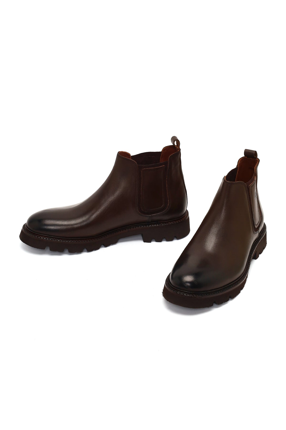 Erkek Kahverengi Deri Chelsea Bot