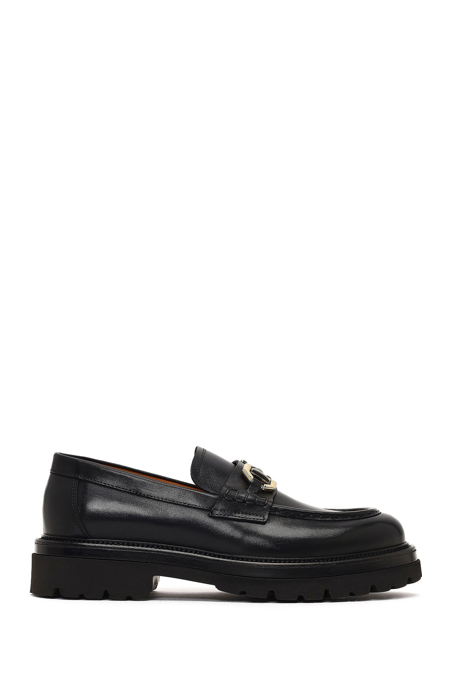 Men's Black Buckled Thick-Soled Leather Loafer 25WFD740018 | Derimod
