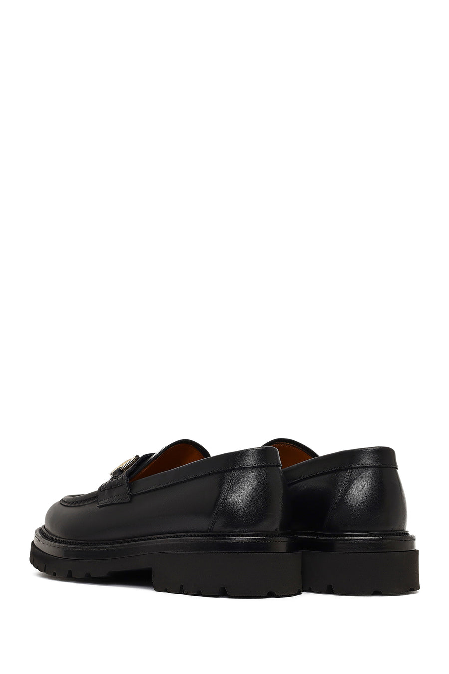 Men's Black Buckled Thick-Soled Leather Loafer
