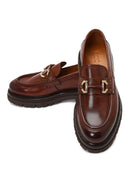 Erkek Kahverengi Tokalı Kalın Tabanlı Deri Loafer | Derimod