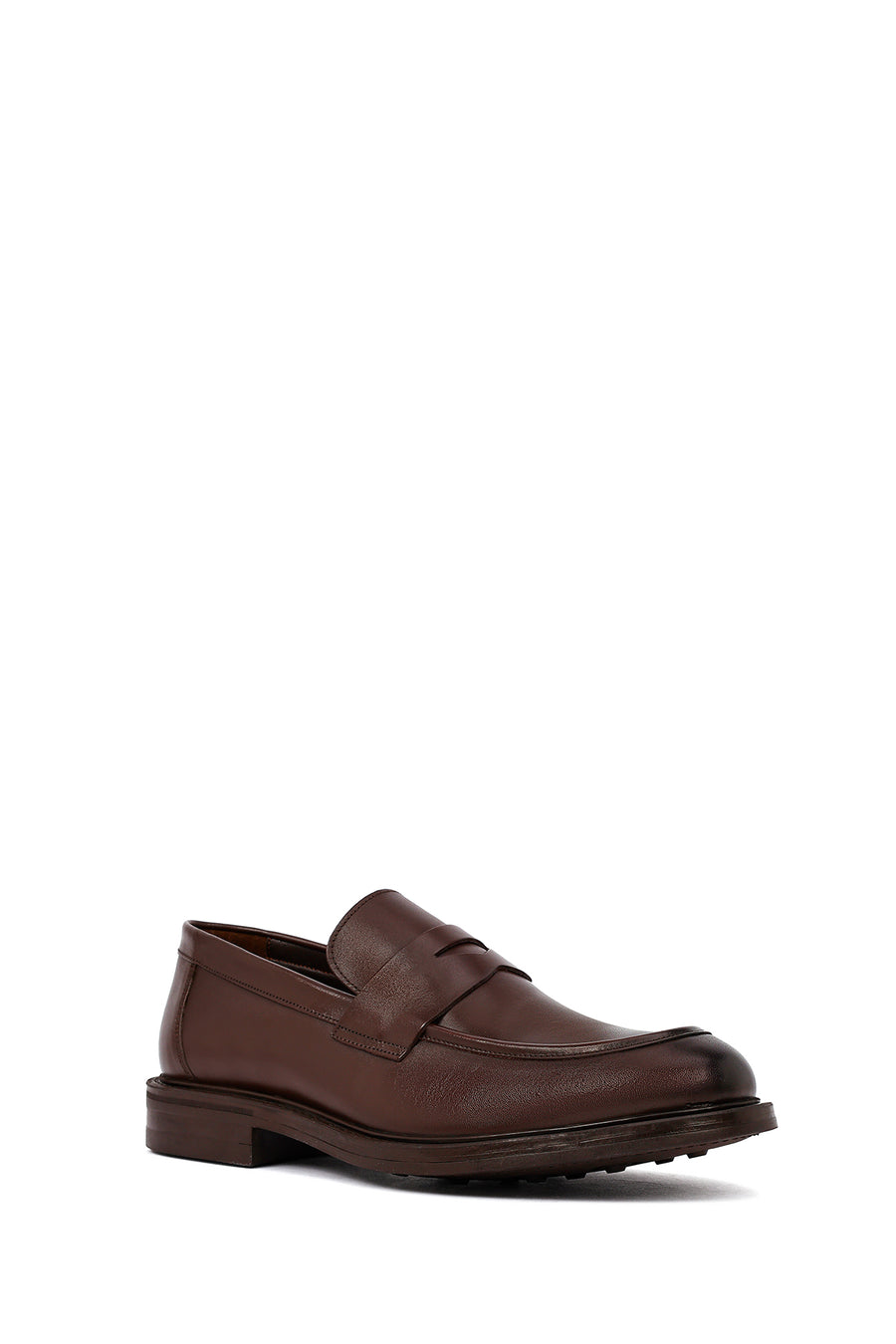 Erkek Kahverengi Deri Klasik Loafer