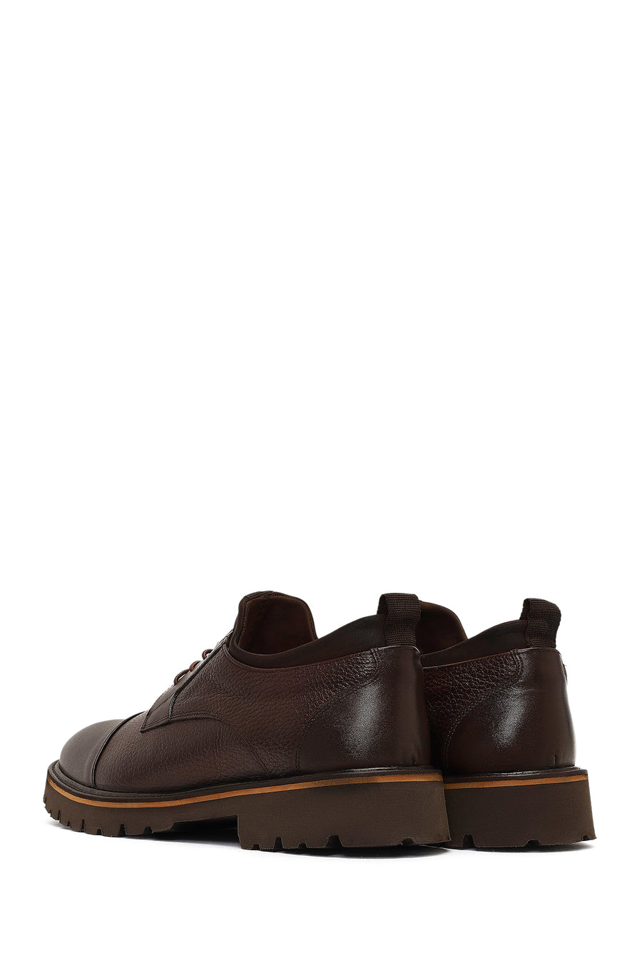 Men's Brown Lace-Up Thick Sole Leather Casual Shoes