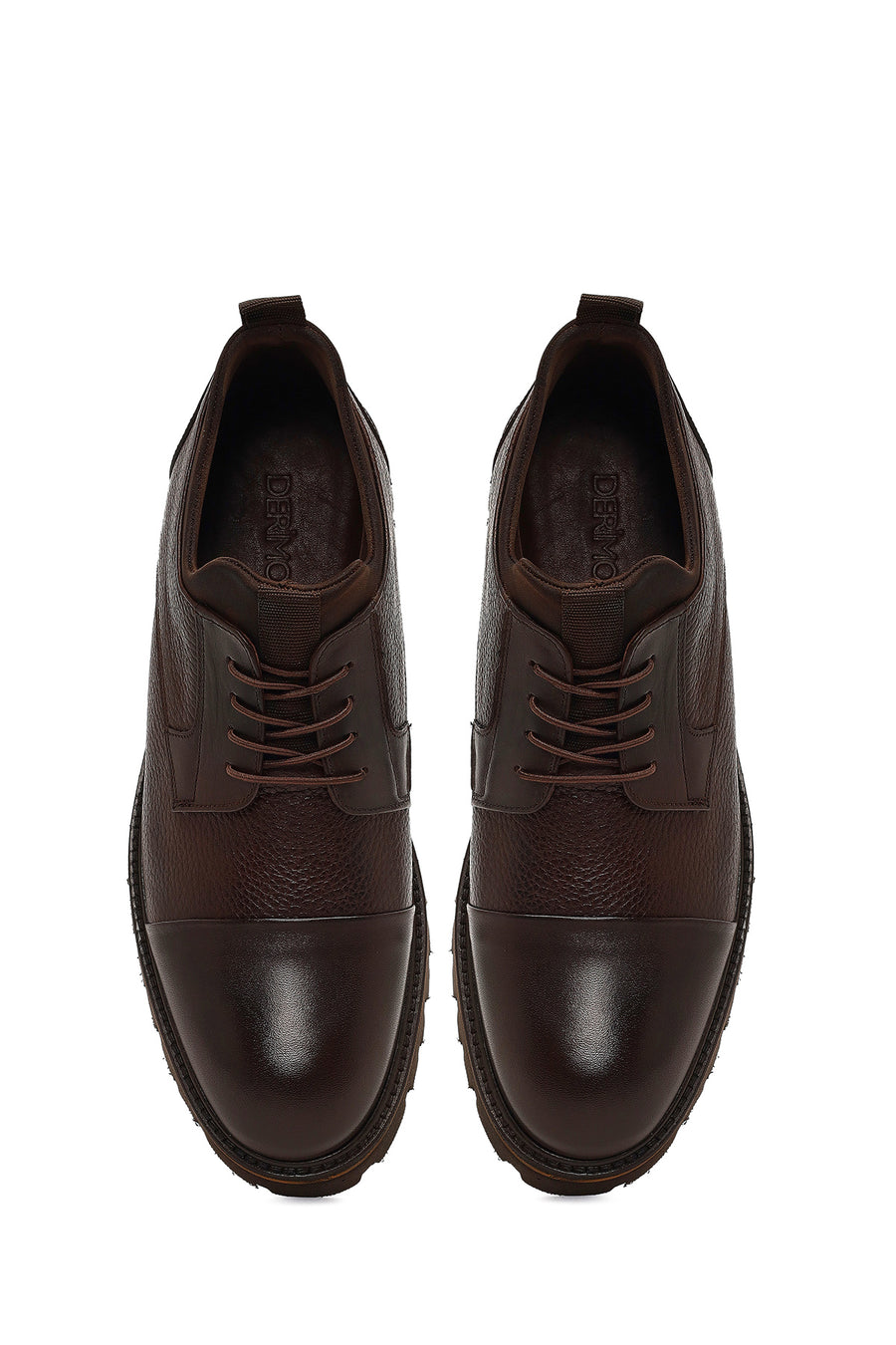 Men's Brown Lace-Up Thick Sole Leather Casual Shoes