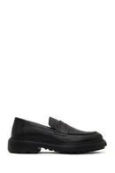 Men's Black Thick-Soled Leather Loafer | Derimod