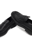 Men's Black Thick-Soled Leather Loafer | Derimod