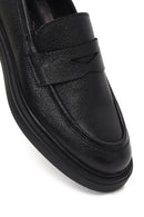 Men's Black Thick-Soled Leather Loafer | Derimod