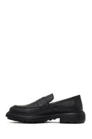 Men's Black Thick-Soled Leather Loafer | Derimod