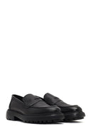 Men's Black Thick-Soled Leather Loafer | Derimod
