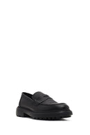 Men's Black Thick-Soled Leather Loafer | Derimod