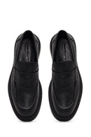 Men's Black Thick-Soled Leather Loafer | Derimod
