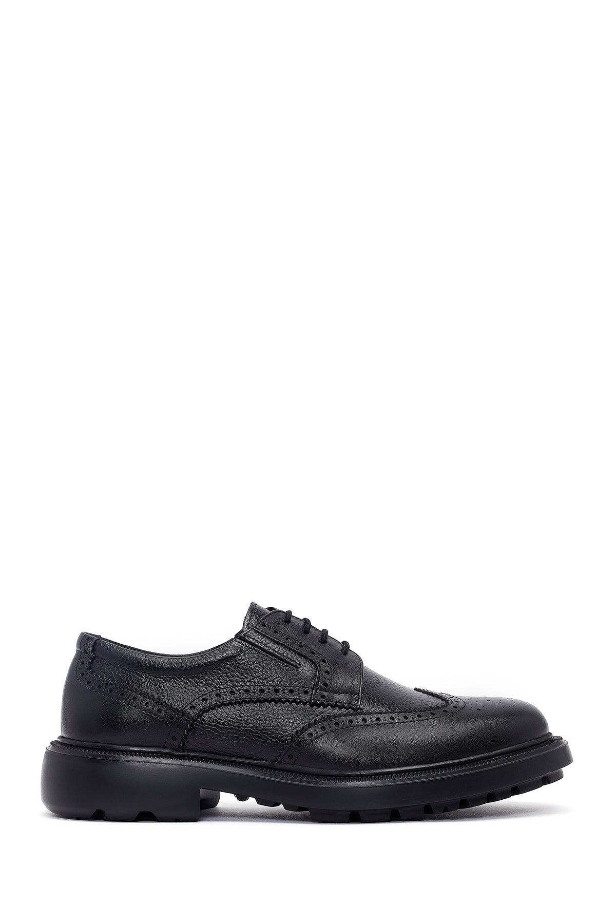 Men's Black Lace-Up Thick-Soled Leather Casual Shoe 25WFD7509FT | Derimod