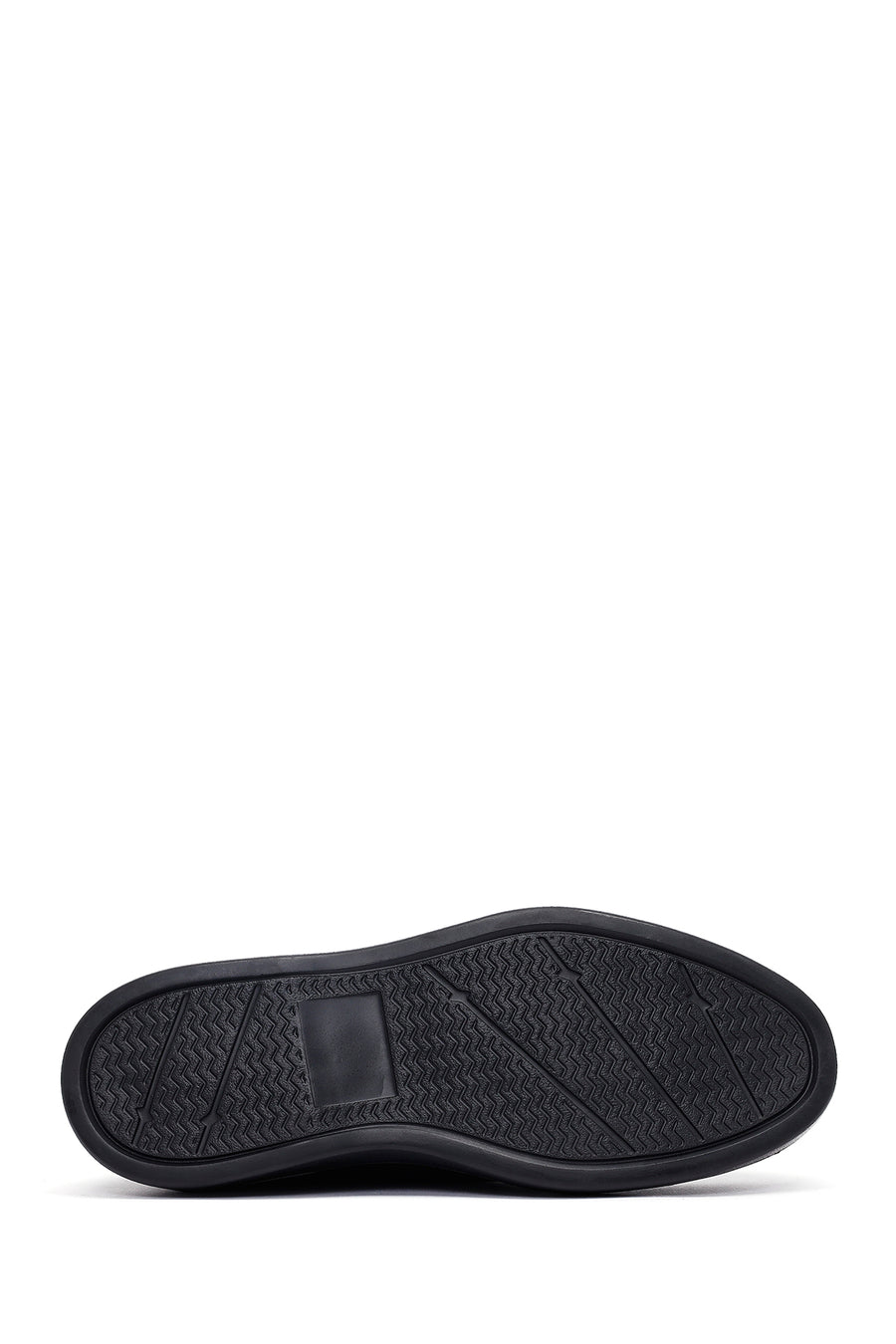 Men's Black Lace-Up Thick-Soled Leather Casual Shoe