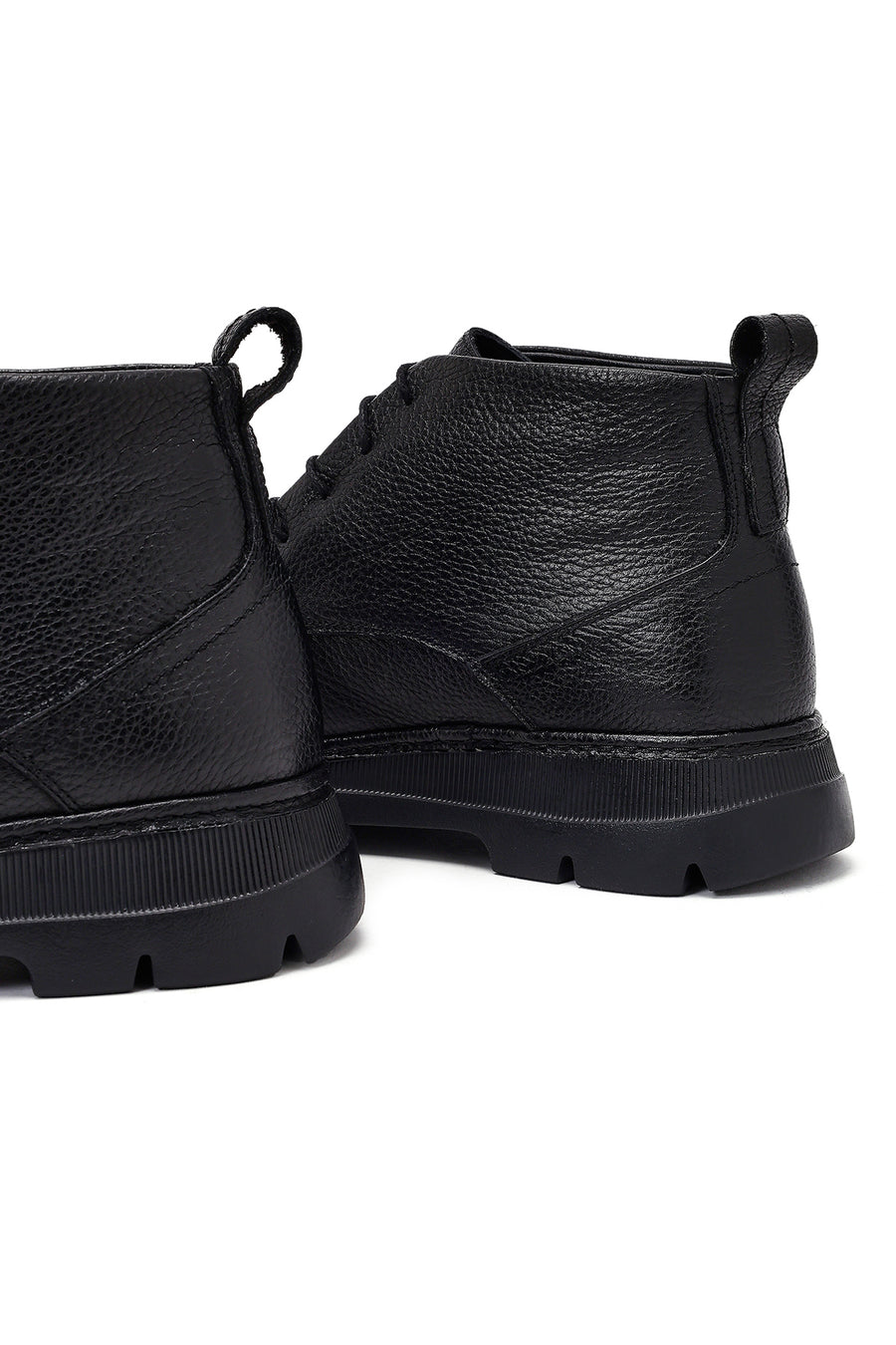 Men's Black Lace-Up Leather Casual Boots