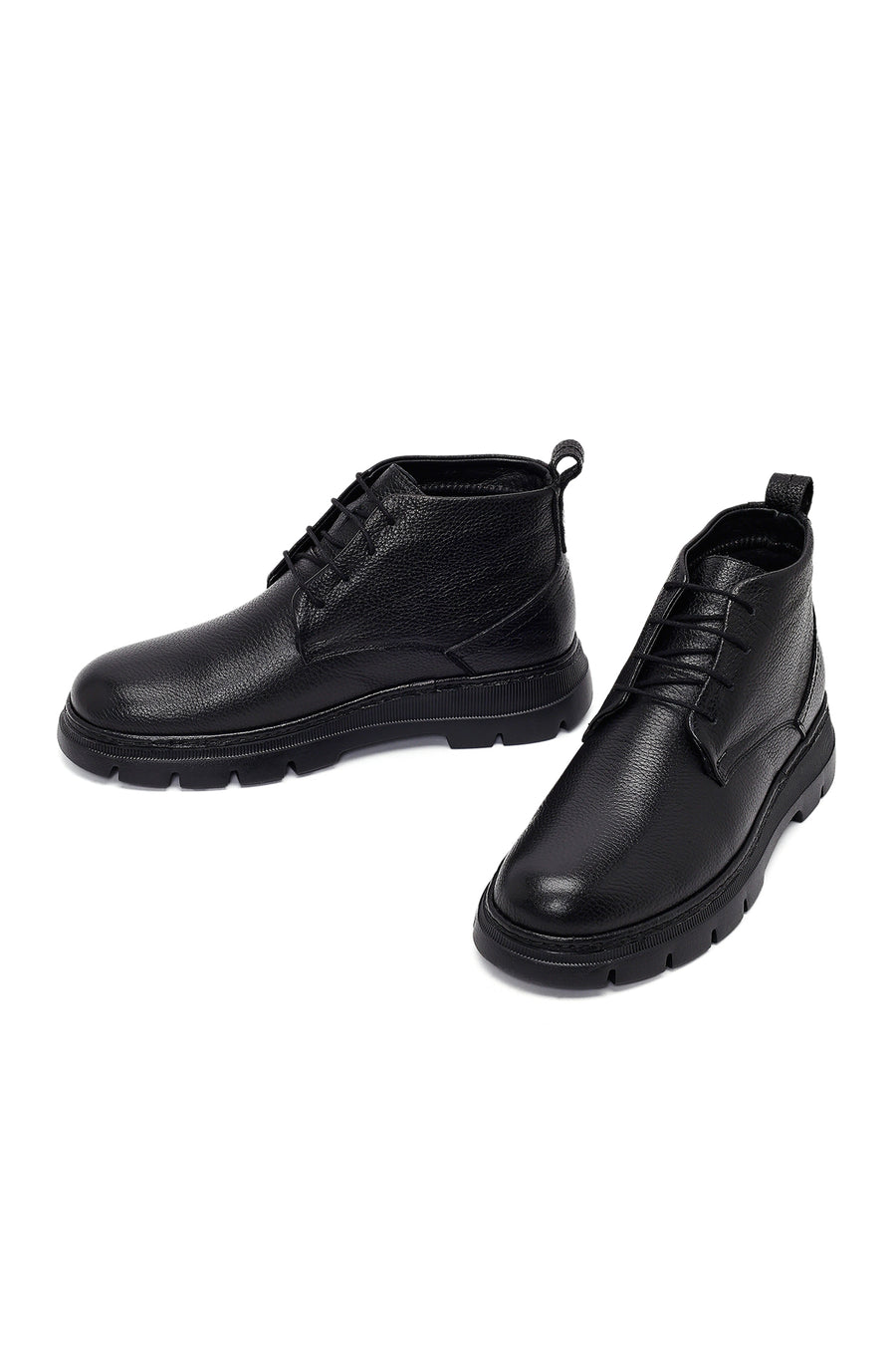 Men's Black Lace-Up Leather Casual Boots