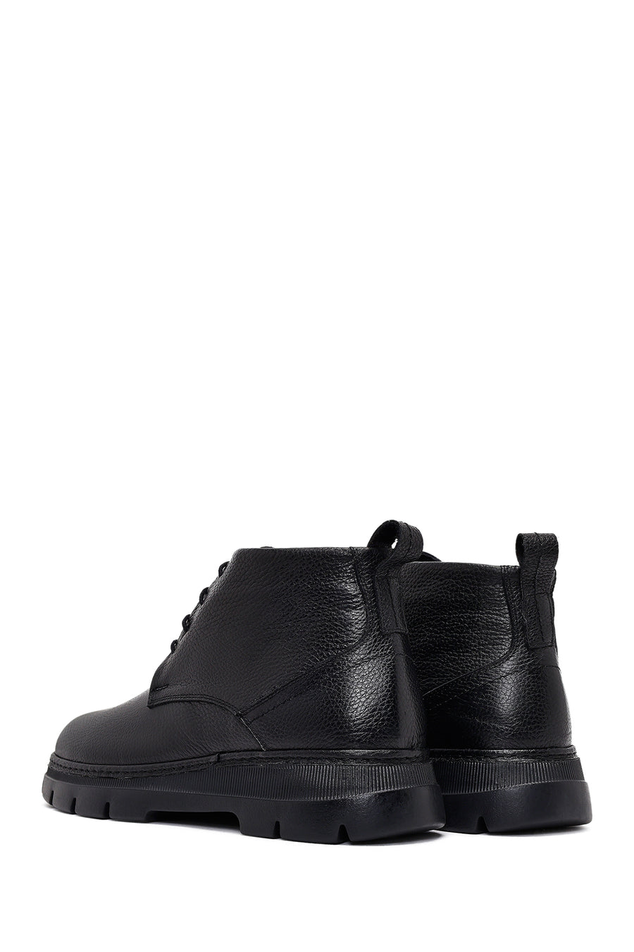 Men's Black Lace-Up Leather Casual Boots