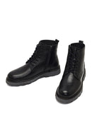 Men's Black Zippered Thick-Soled Leather Boots | Derimod