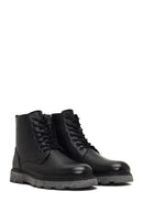 Men's Black Zippered Thick-Soled Leather Boots | Derimod