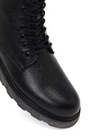 Men's Black Zippered Thick-Soled Leather Boots | Derimod
