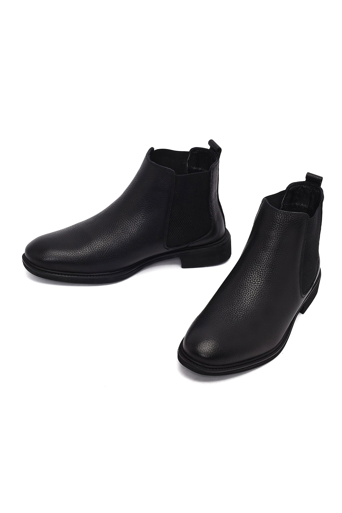 Erkek Siyah Deri Casual Chelsea Bot