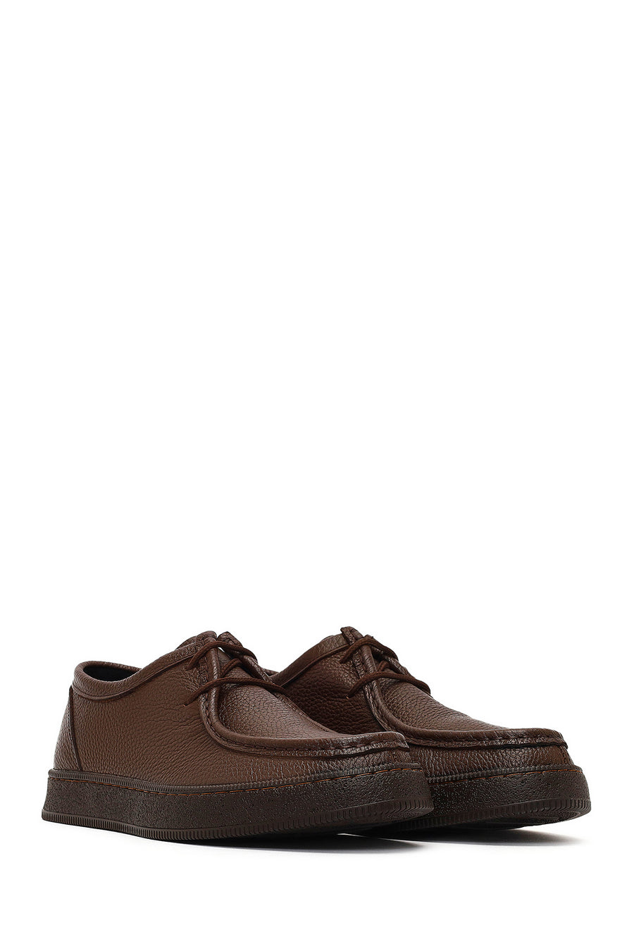 Men's Brown Lace-Up Leather Casual Shoes