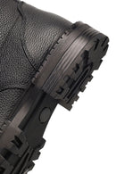 Men's Black Zippered Leather Combat Boots | Derimod