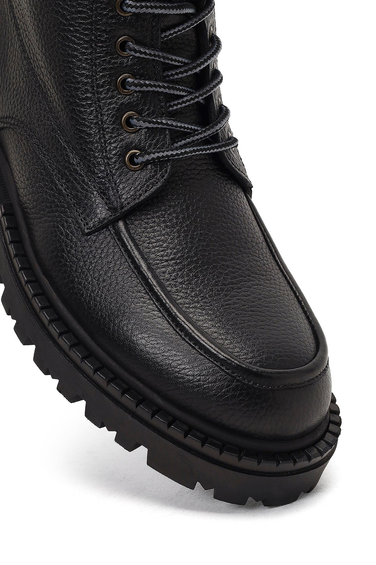 Erkek Siyah Fermuarlı Deri Postal Bot