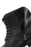 Men's Black Zippered Leather Combat Boots | Derimod