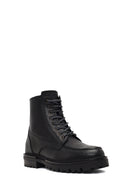 Men's Black Zippered Leather Combat Boots | Derimod