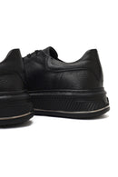 Men's Black Lace-Up Thick-Soled Leather Sneaker | Derimod