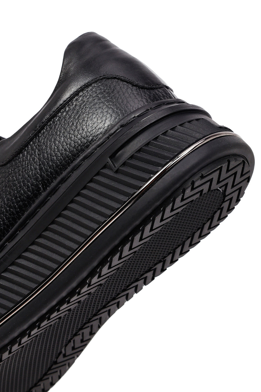 Erkek Siyah Bağcıklı Kalın Tabanlı Deri Sneaker