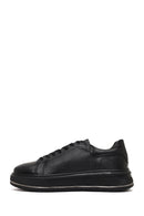 Men's Black Lace-Up Thick-Soled Leather Sneaker | Derimod