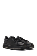 Men's Black Lace-Up Thick-Soled Leather Sneaker | Derimod