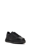 Men's Black Lace-Up Thick-Soled Leather Sneaker | Derimod