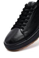 Erkek Siyah Bağcıklı Kalın Tabanlı Deri Sneaker | Derimod