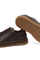 Men's Brown Lace-Up Thick-Soled Leather Sneaker | Derimod