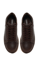 Men's Brown Lace-Up Thick-Soled Leather Sneaker | Derimod