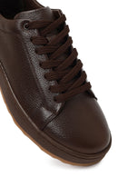 Men's Brown Lace-Up Thick-Soled Leather Sneaker | Derimod