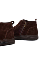 Erkek Kahverengi Fermuarlı Süet Deri Bot | Derimod