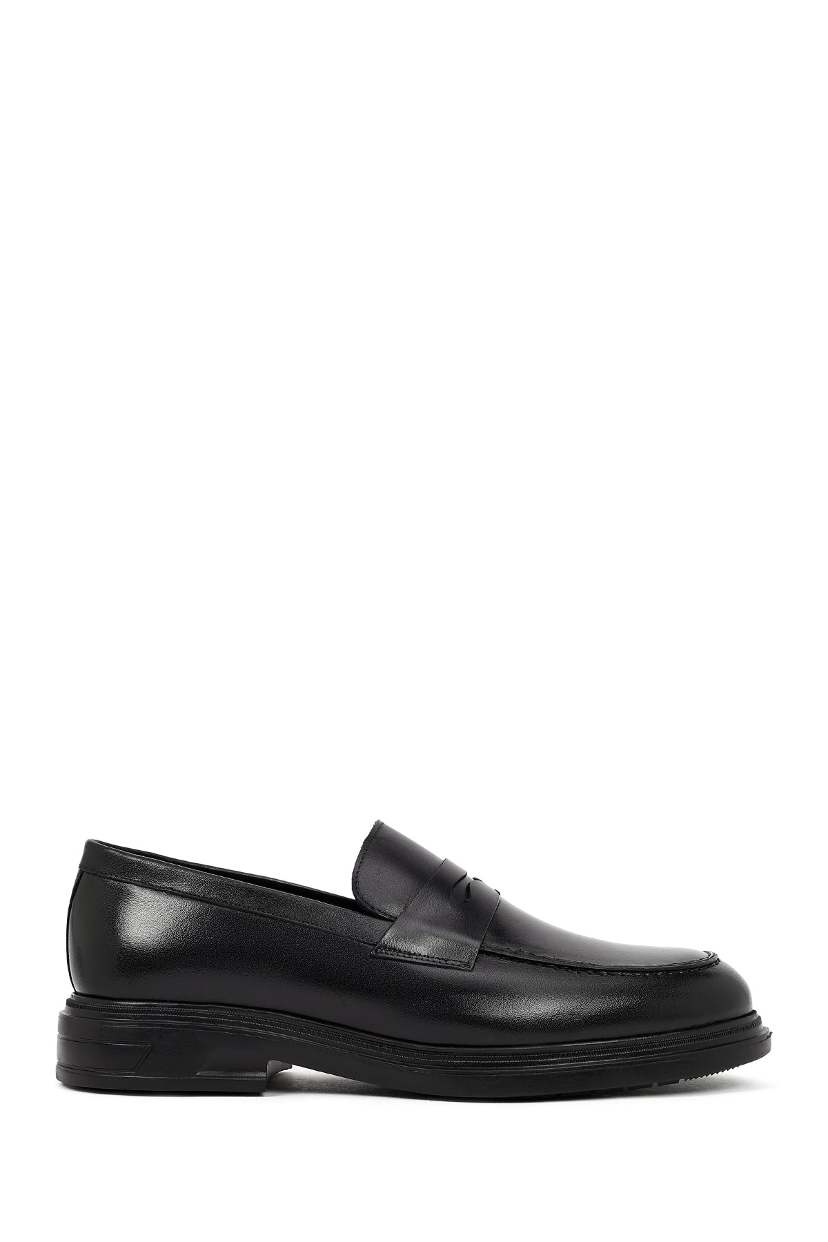 Male Black Leather Casual Loafers 25WFD760818 | Derimod