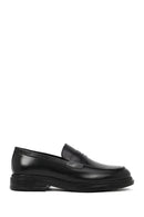 Male Black Leather Casual Loafers | Derimod