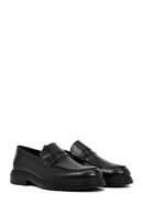 Male Black Leather Casual Loafers | Derimod