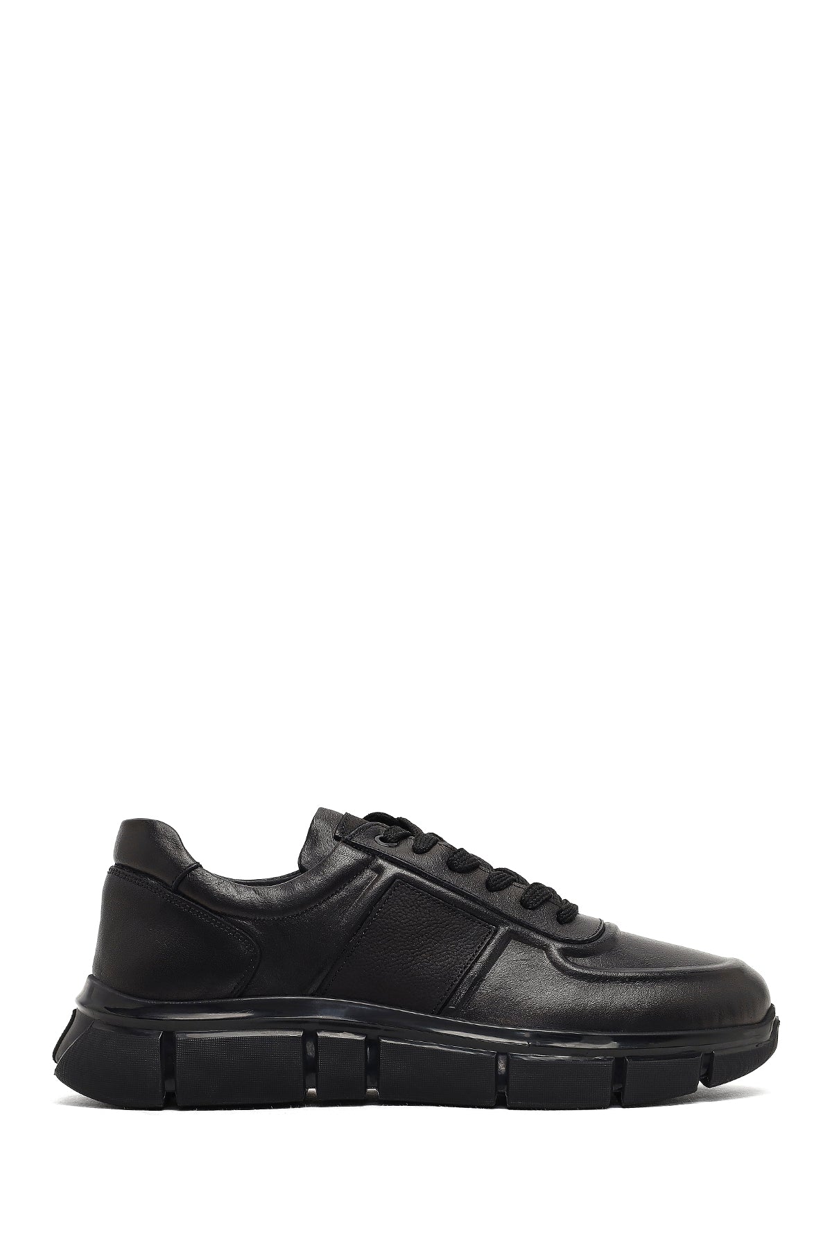 Men's Black Lace-Up Thick-Soled Leather Sneaker 25WFD760918 | Derimod