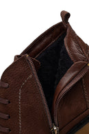 Men's Brown Zipper Nubuck Leather Casual Boot | Derimod