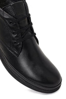 Men's Black Lace-Up Zipper Leather Casual Boot | Derimod