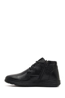 Men's Black Lace-Up Zipper Leather Casual Boot | Derimod