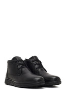 Men's Black Lace-Up Zipper Leather Casual Boot | Derimod