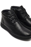 Men's Black Lace-Up Zipper Leather Casual Boot | Derimod