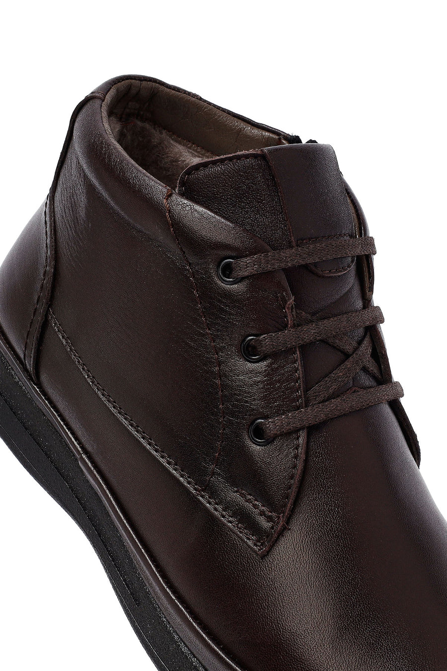 Men's Brown Lace-Up Zipper Leather Casual Boots