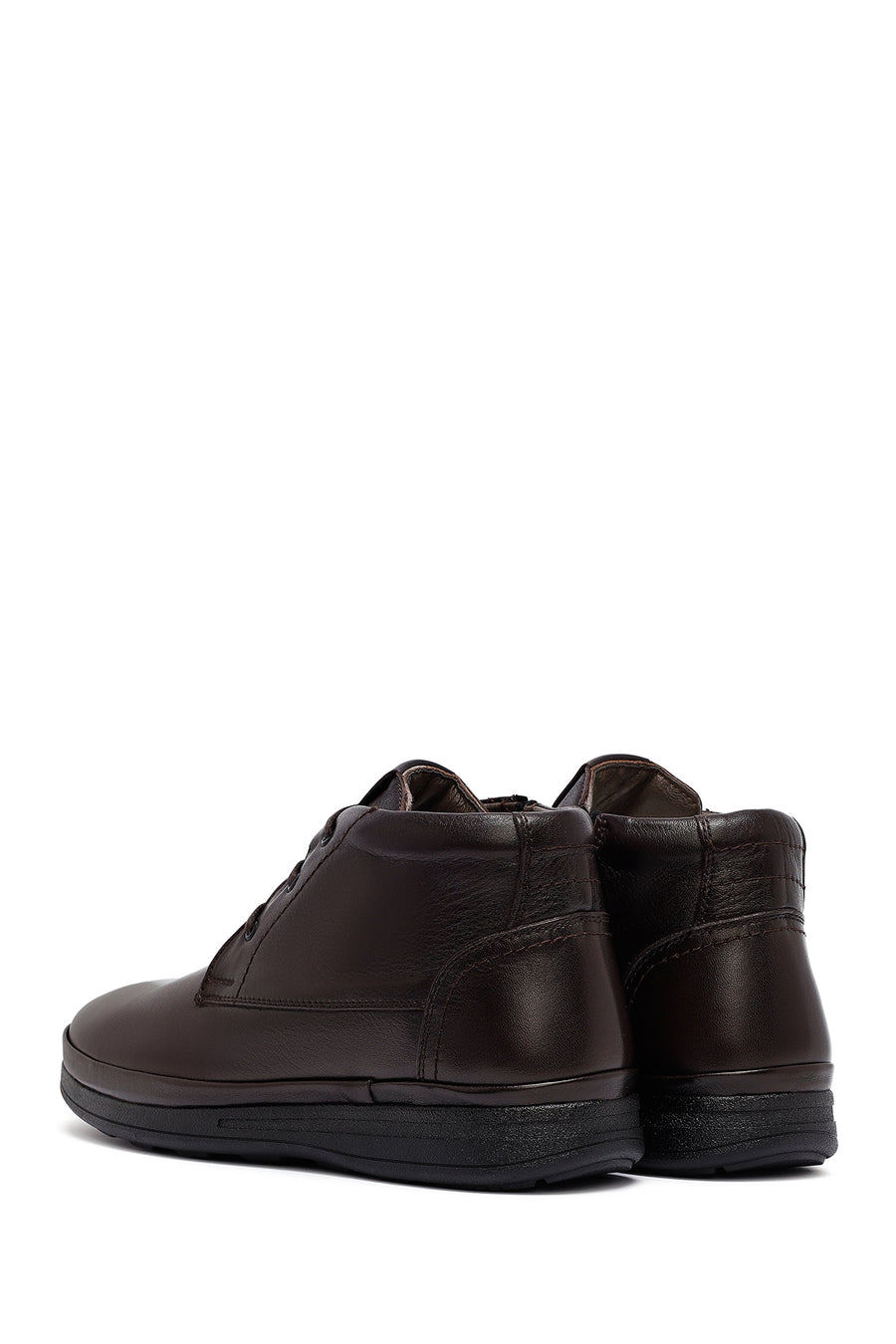 Men's Brown Lace-Up Zipper Leather Casual Boots